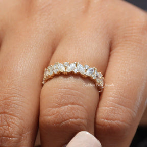 Marquise And Round Cut Moissanite Full Eternity Cluster Wedding Band