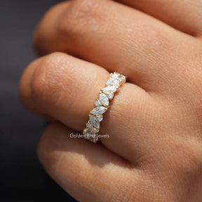 Marquise And Round Cut Moissanite Full Eternity Cluster Wedding Band