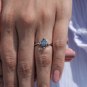 Three Stone Marquise Cut Moissanite Ring