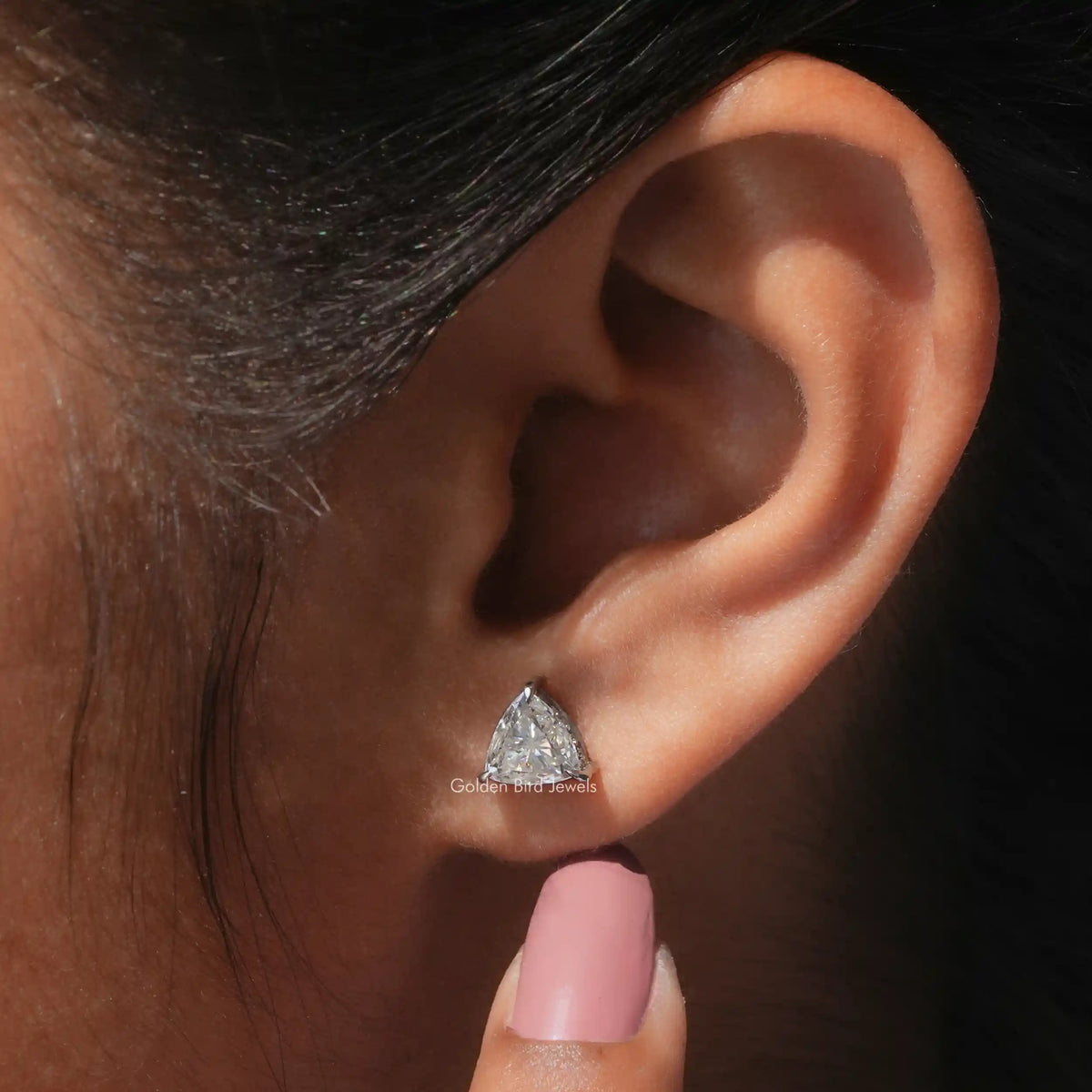 Trillion Cut Moissanite Martini Set Stud Earrings