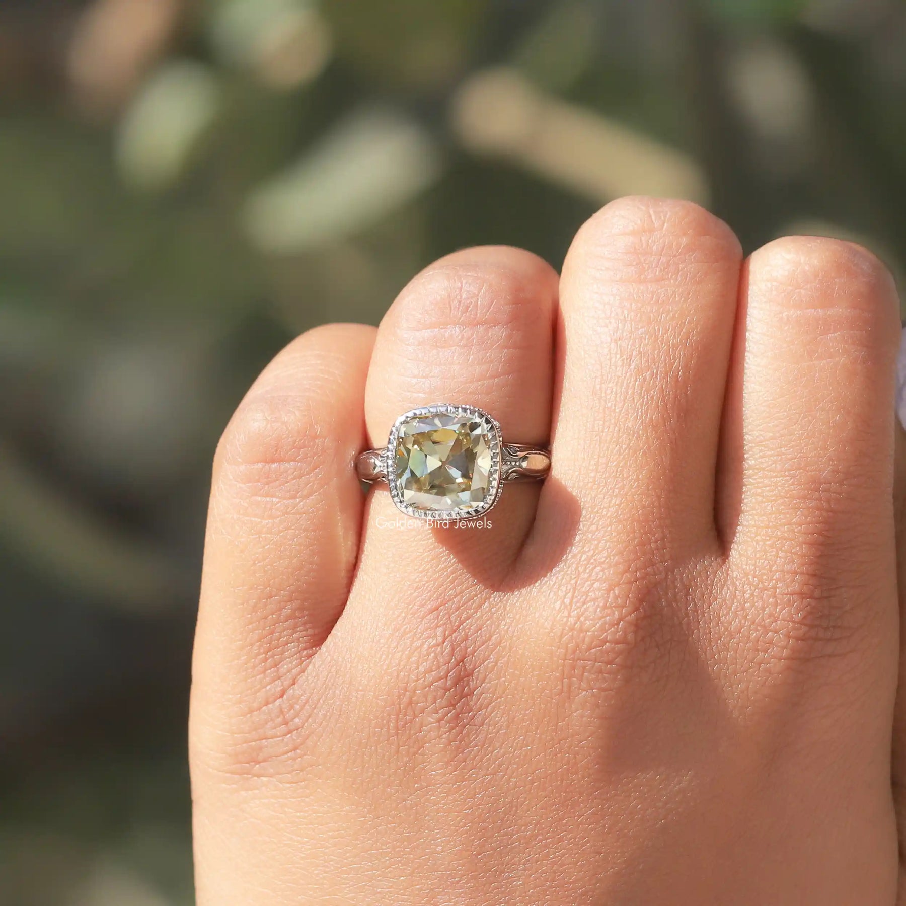 Moissanite Old Mine Cushion Cut Ring