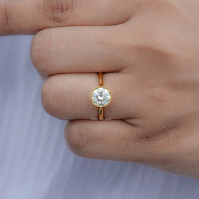 Milgrain Old European Round Moissanite Solitaire Ring