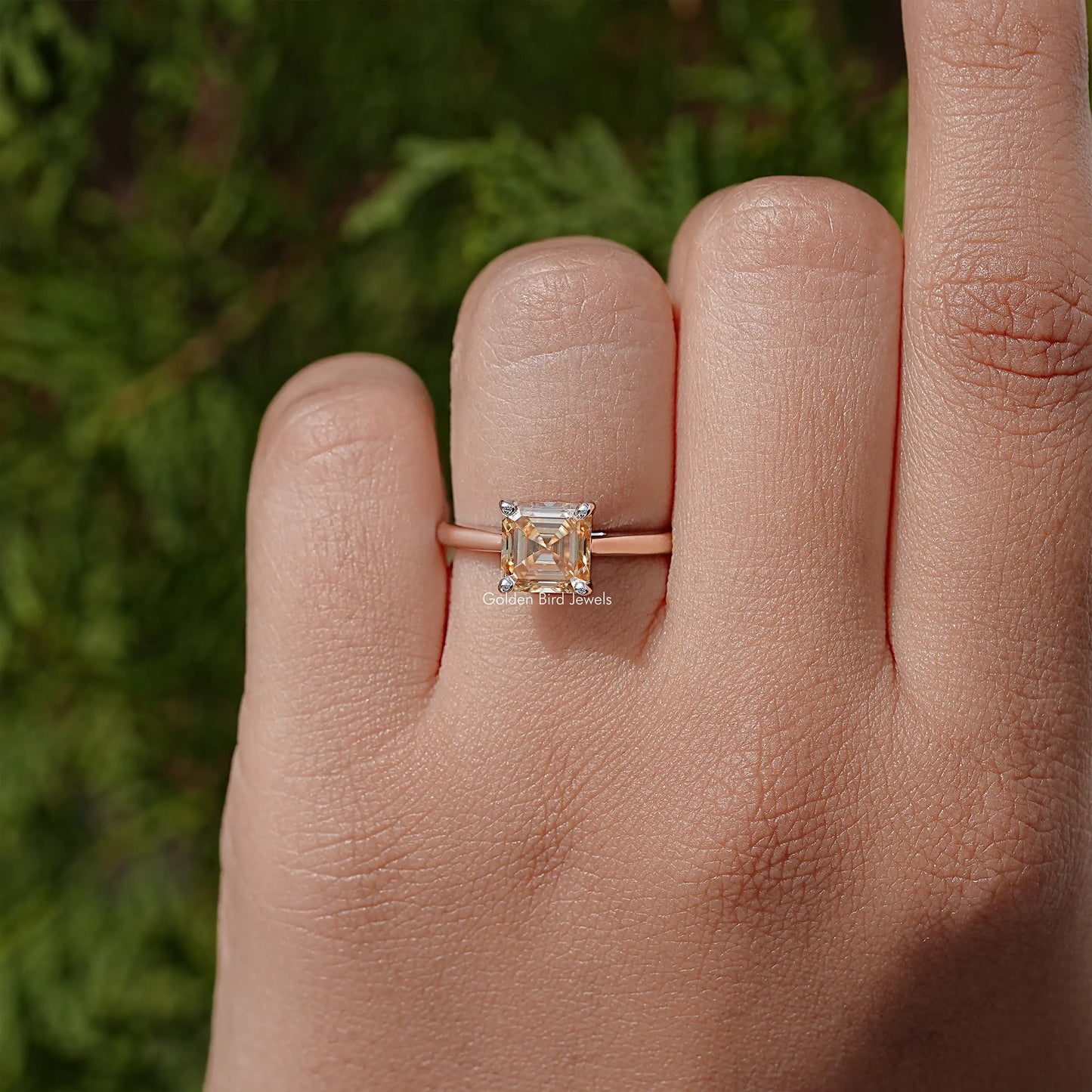 Asscher Cut Moissanite Solitaire Ring