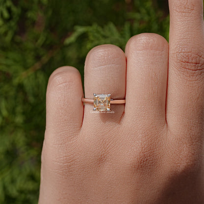 Asscher Cut Moissanite Solitaire Ring