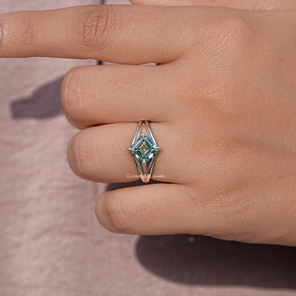 Asscher Cut Moissanite Gemstone Split Shank Ring