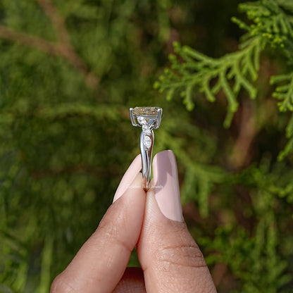 Heart & Marquise Moissanite Diamond Floral Wedding Ring