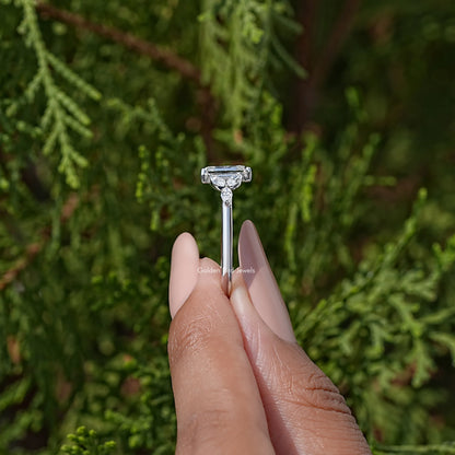 Emerald Cut Moissanite Diamond Wedding Ring