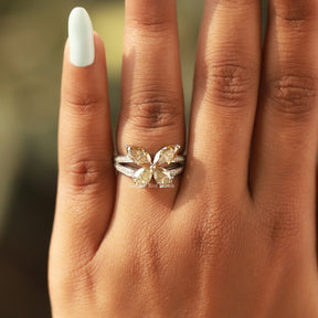 Marquise Cut Moissanite Butterfly Engagement Ring