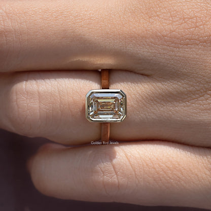 Emerald Cut Solitaire Moissanite Engagement Ring