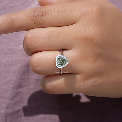 Heart Shape Moissanite Diamond Bezel Promise Ring