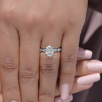Oval Cut Moissanite Gemstone Engagement Ring