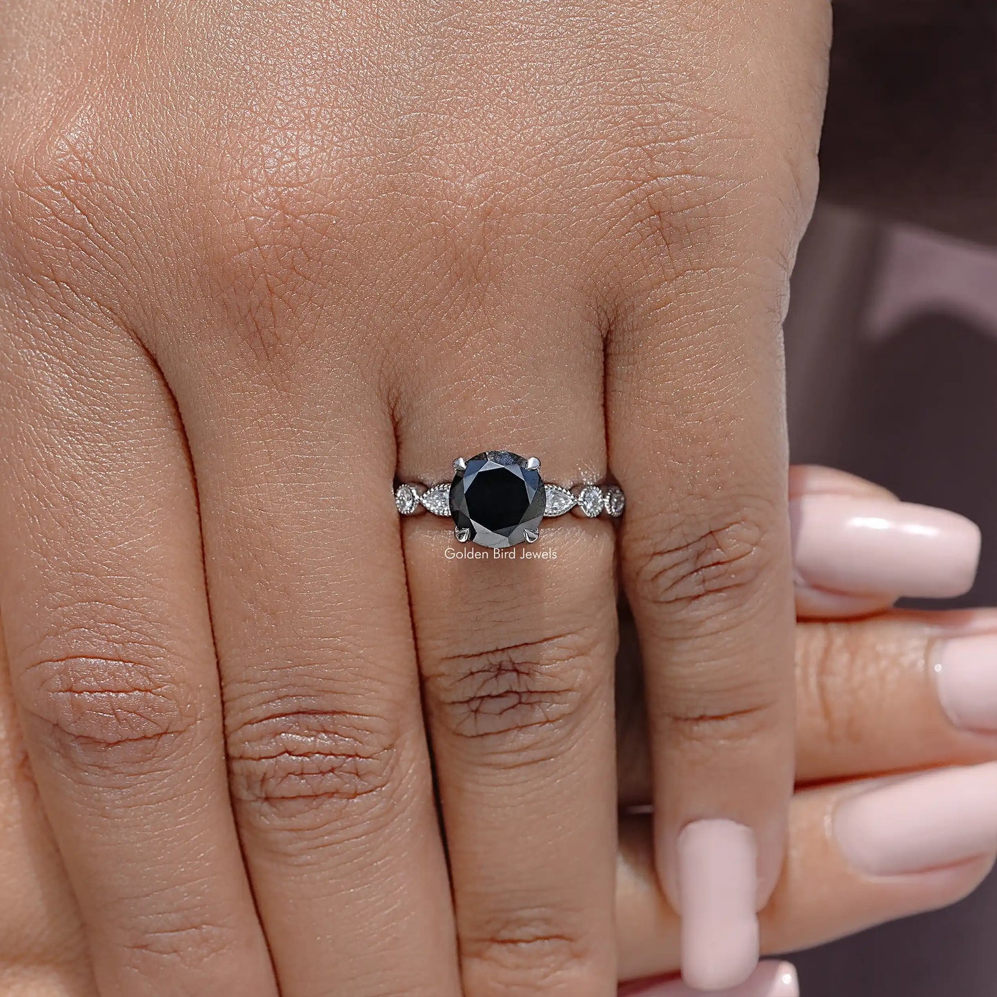 Round Cut Moissanite Gemstone Engagement Ring