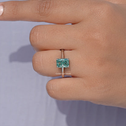 Radiant Moissanite Gemstone Solitaire Engagement Ring