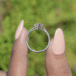 Old Mine Marquise Shaped Moissanite Solitaire Ring