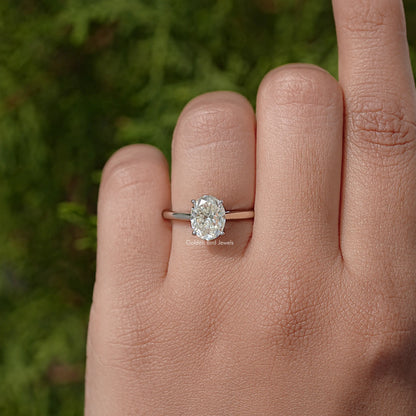 Oval Moissanite Gemstone Solitaire Engagement Ring