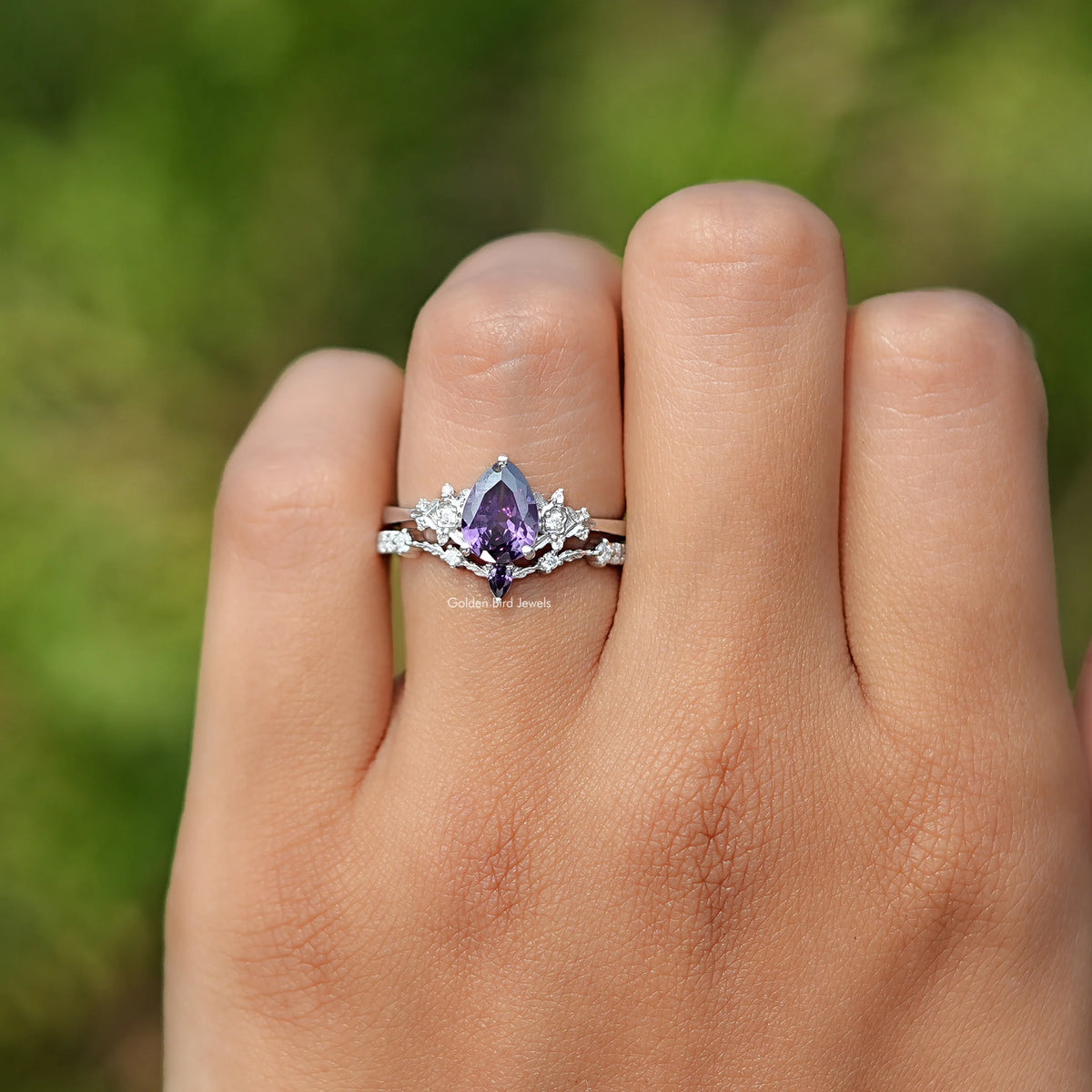 Pear Cut Gemstone Bridal Ring Set