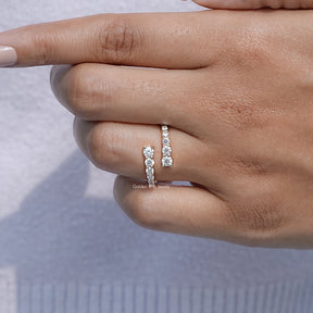 Round Cut Moissanite Open Wrap Bypass Ring