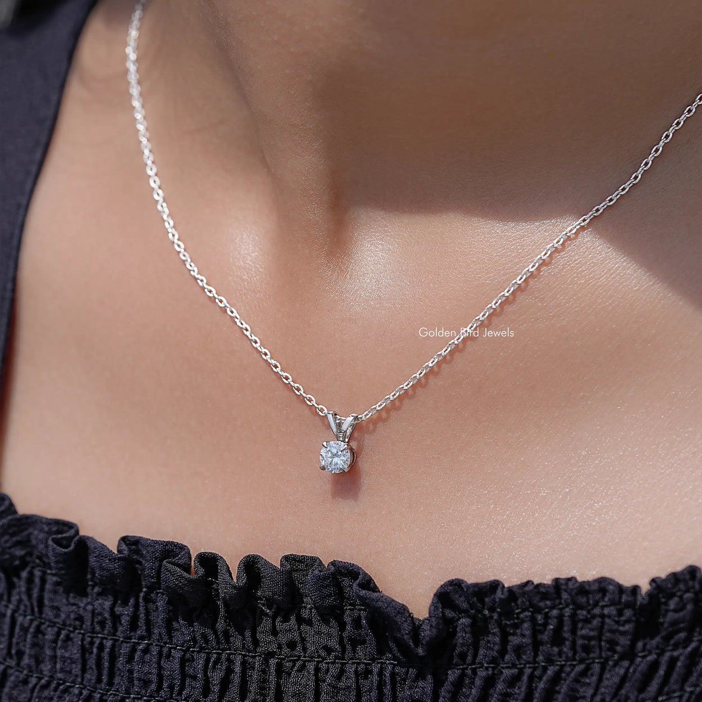 Round Cut Moissanite Solitaire Pendant