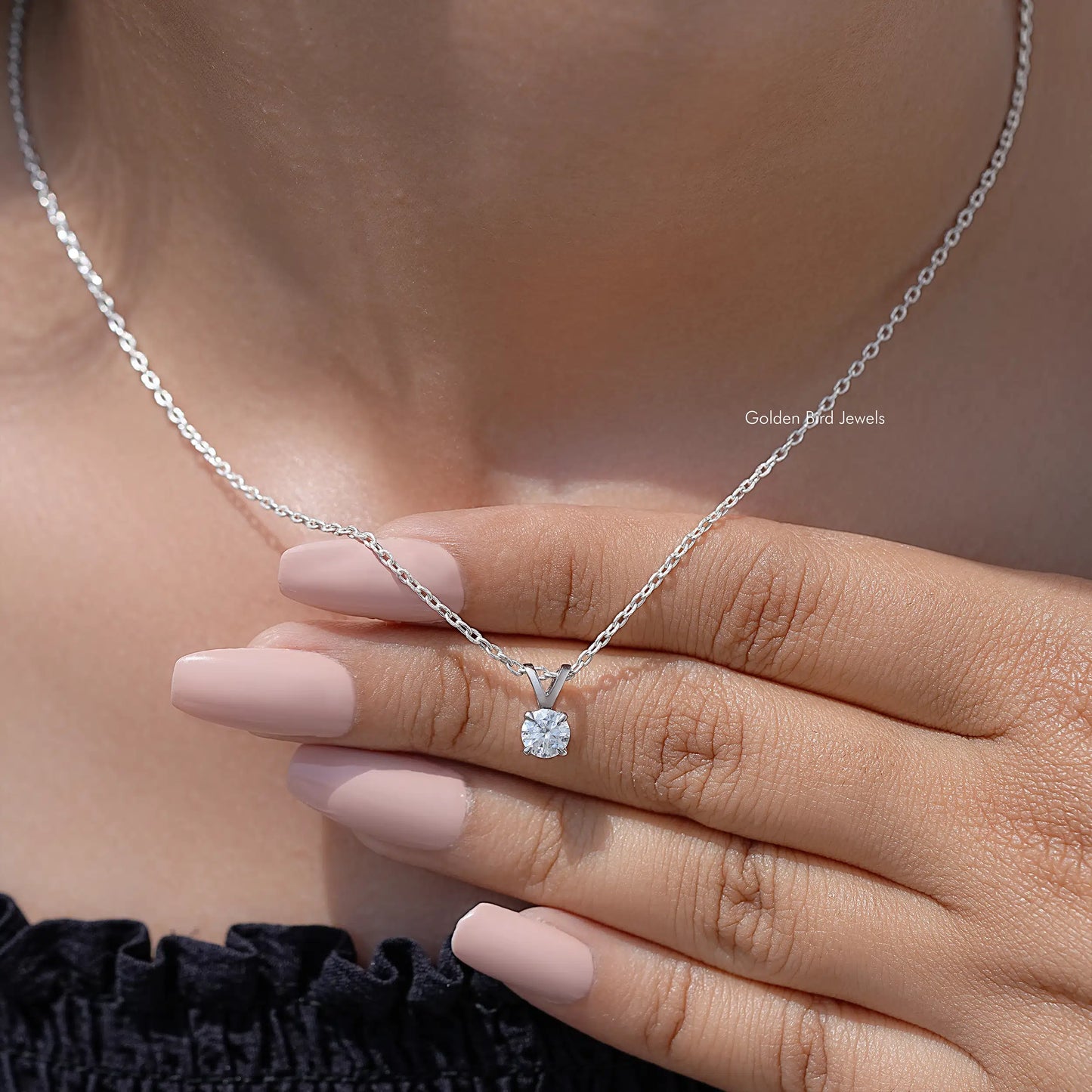 Round Cut Moissanite Solitaire Pendant