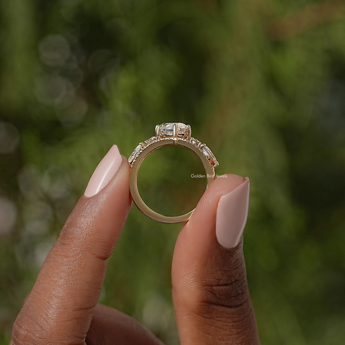 Marquise Cut Moissanite Cluster Set Engagement Ring