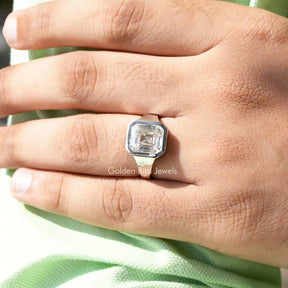 White Gold Moissanite Bezel Setting Ring