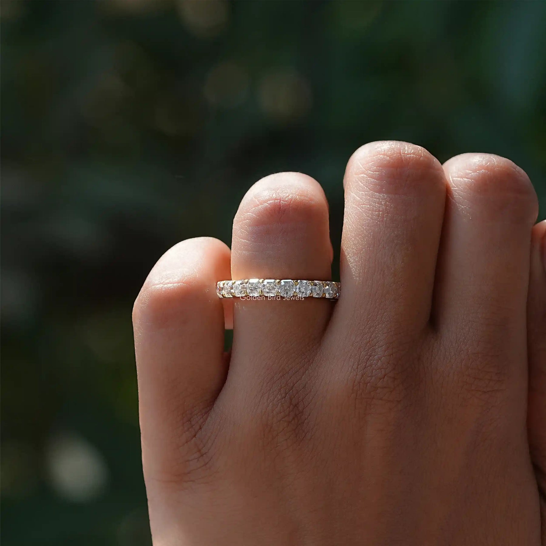 Asscher cut moissanite eternity band discount