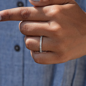 [White Gold Asscher Cut Moissanite Band]-[Golden Bird Jewels]
