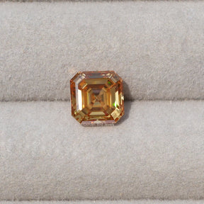 [Front view of moissanite asscher cut loose stone]-[Golden Bird Jewels]