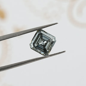Gray Asscher Cut Loose Moissanite Stone