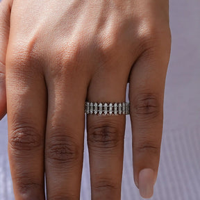 [Colorless Baguette And Round Wedding Band]-[Golden Bird Jewels]