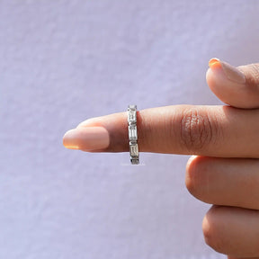 [White Gold Baguette Cut Wedding Band]-[Golden Bird Jewels]
