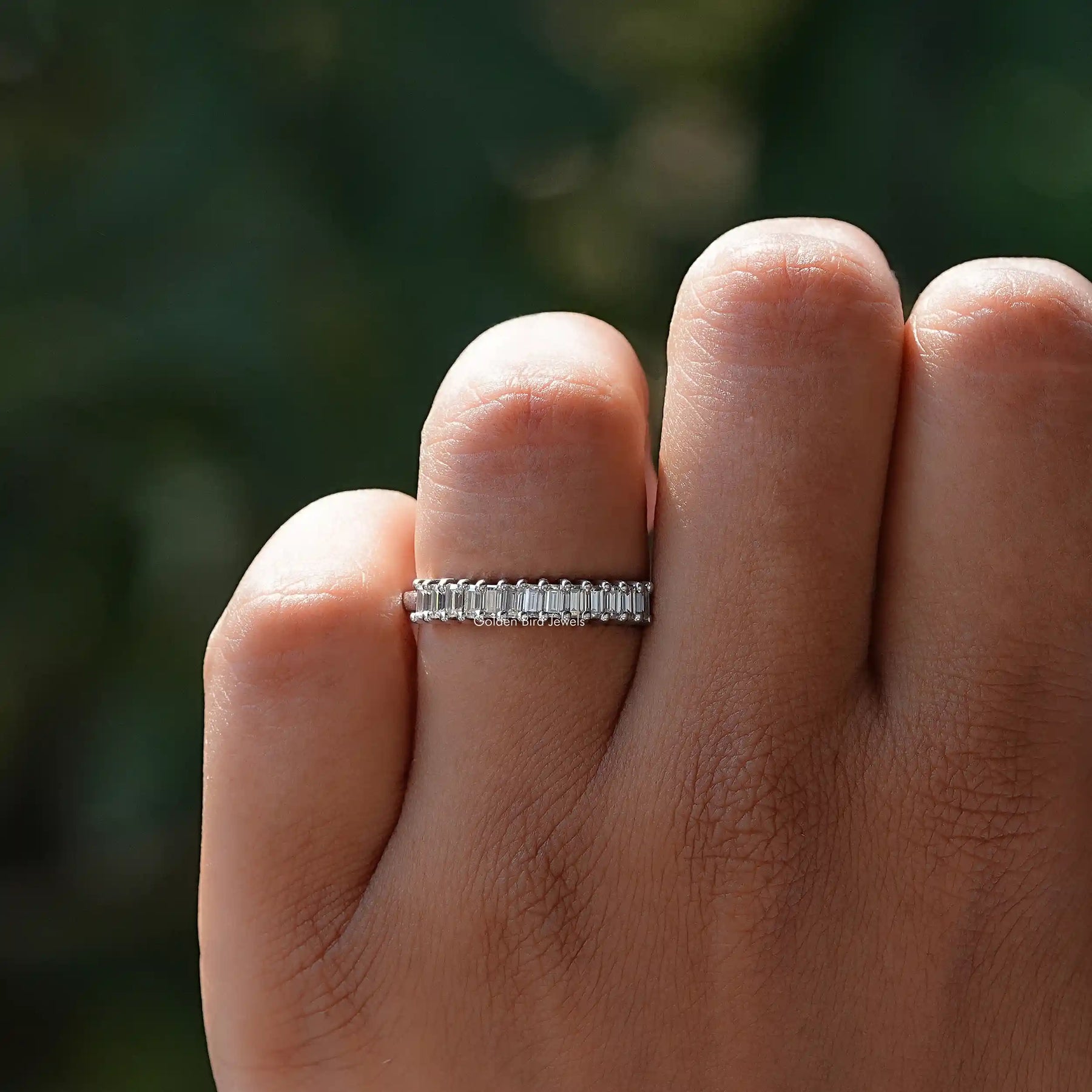 [Half Eternity Baguette Cut Wedding Band]-[Golden Bird Jewels]