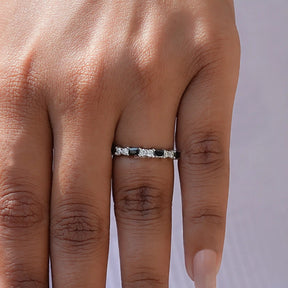 View of Round Cut Moissanite Wedding Band In White Gold