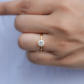 Bezel Set Old European Round Moissanite Ring