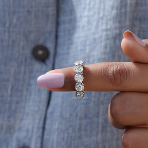 [Five Stone Round Cut Wedding Band]-[Golden Bird Jewels]