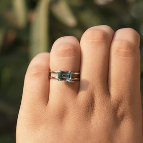 View of Solitaire Criss Cut Moissanite Ring In White Gold