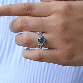 Profile View of Portuguese Round Cut Moissanite Ring