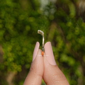 Chevron V Shaped Moissanite Yellow Gold Ring