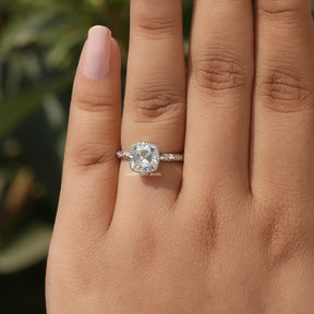 View of Peruzzi Cut Moissanite Ring In finger