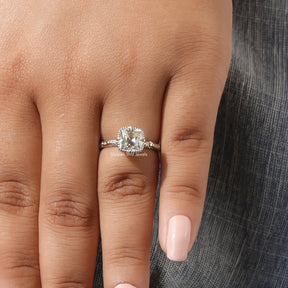 Detailed View Of Peruzzi Cut Moissanite Solitaire Engagement Ring In White Gold