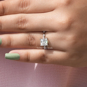 [Princess Cut Moissanite Solitaire Ring]-[Golden Bird Jewels]