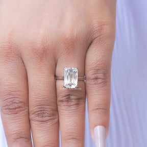 Detailed View Of Moissanite Criss Cut White Gold Ring In White Gold