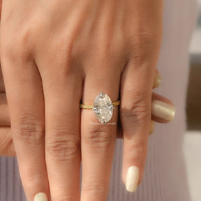 View of Oval Cut Moissanite Engagement Ring In finger