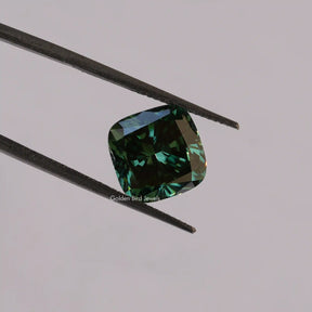 [This cushion cut loose stone set in dark green color]-[Golden Bird Jewels]