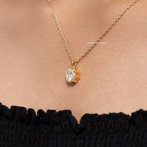Detailed View Of Old Mine Cushion Moissanite Pendant 