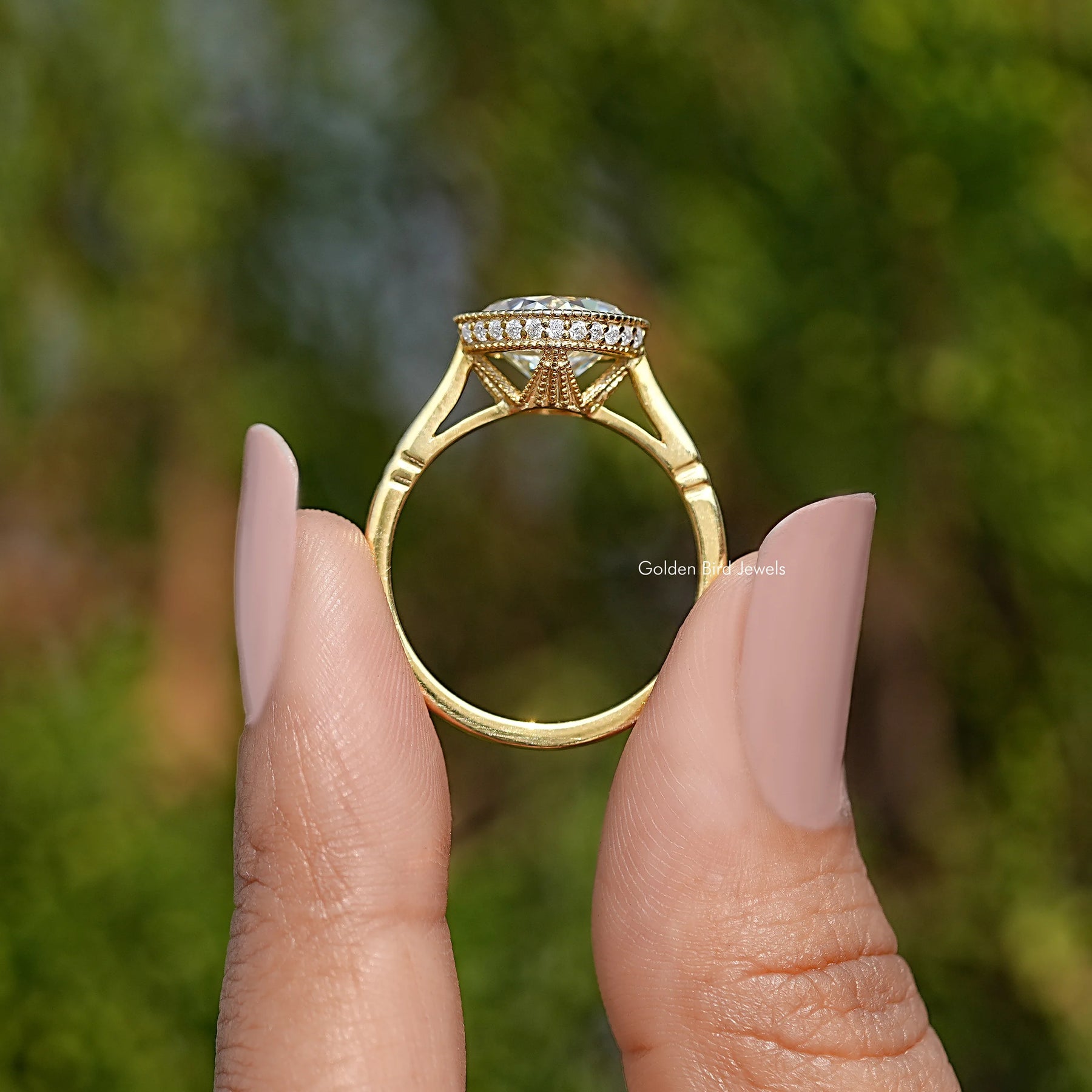 Old Mine Cushion Cut Bezel Set Solitaire Ring