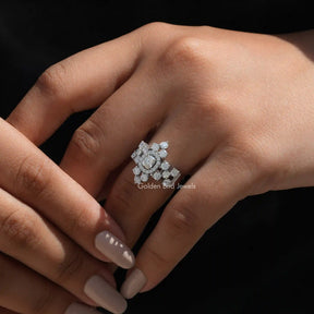 Moissanite Cushion Cut Vintage Engagement Ring In Finger