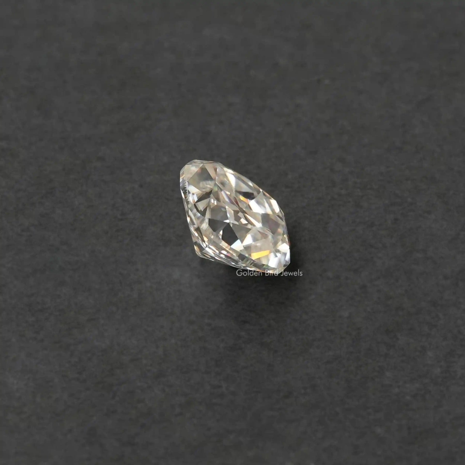 [Side view of cushion cut loose moissanite]-[Golden Bird Jewels]