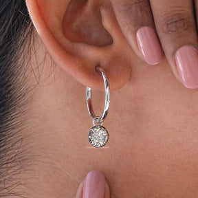 Moissanite Old European Cut Round Dangle Earrings