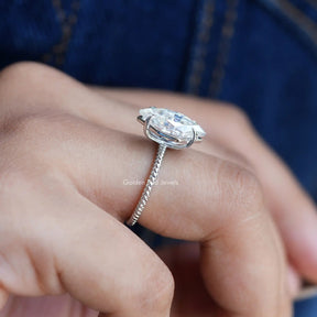 [in finger side view of dutch masrquise engagement ring crafted with 18k white gold]-[Golden Bird Jewels]